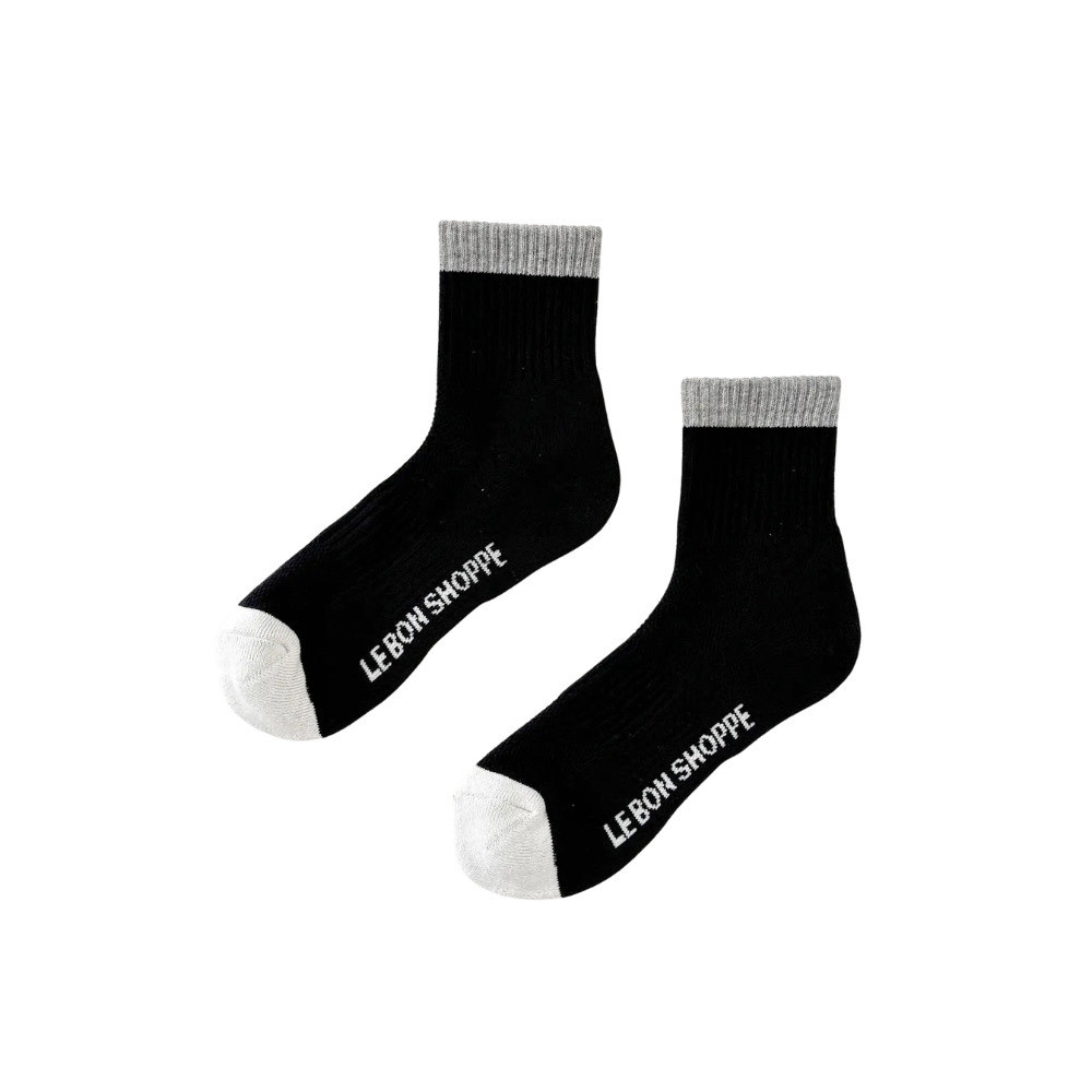 Le Bon Shoppe Color Block Girlfriend Socks - Black Grey