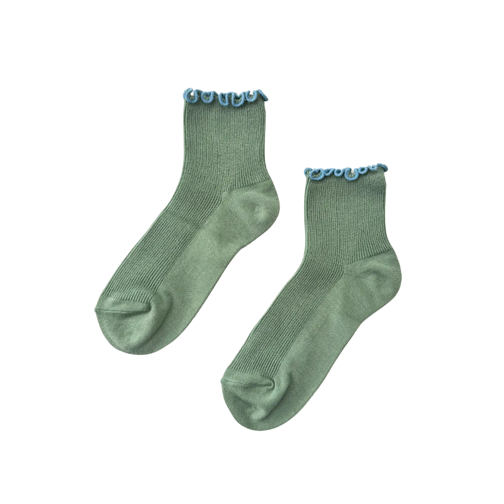 Le Bon Shoppe Le Bon Shoppe Petite Ruffled Modal Socks - Seaglass/Powder Blue