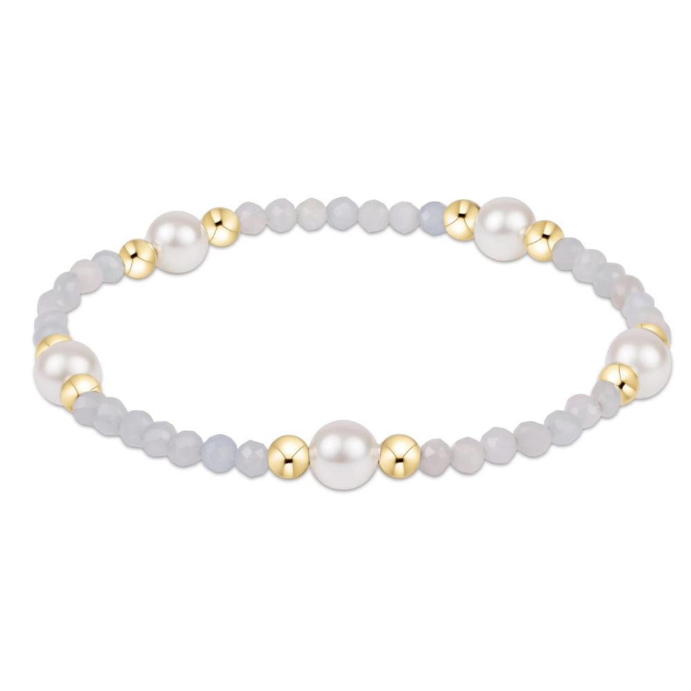 ENewton Gemstone Bracelet - Pearl Pattern - Purpose - Aquamarine 6mm