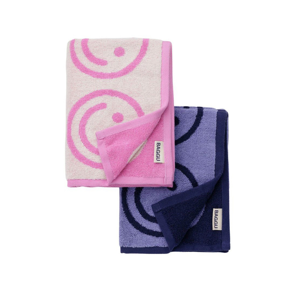 Baggu Baggu Hand Towel Set of 2 - Happy Pink Blue