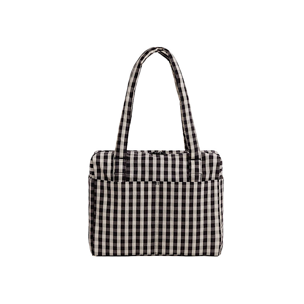 Baggu Small Cloud Carry On - Black & Cream Gingham