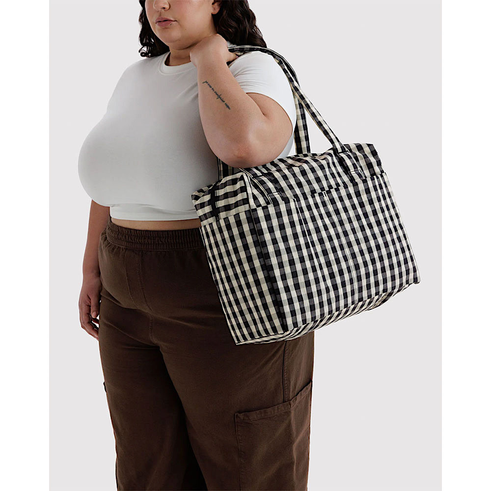 Baggu Small Cloud Carry On - Black & Cream Gingham