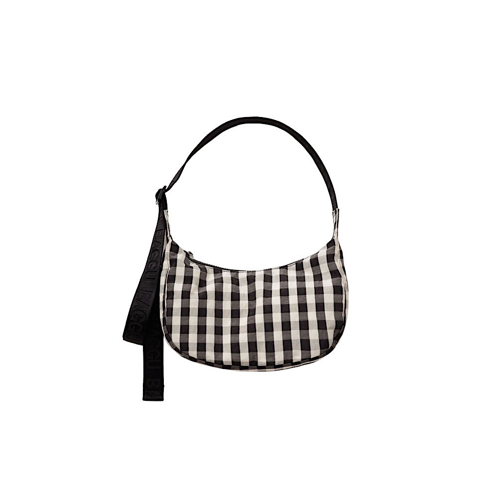 Baggu Baggu Small Nylon Crescent Bag - Black & Cream Gingham