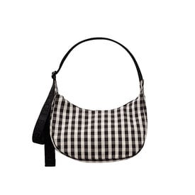 Baggu Baggu Medium Nylon Crescent Bag - Black & Cream Gingham