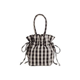 Baggu Baggu Nylon Drawstring Bag - Black & Cream Gingham