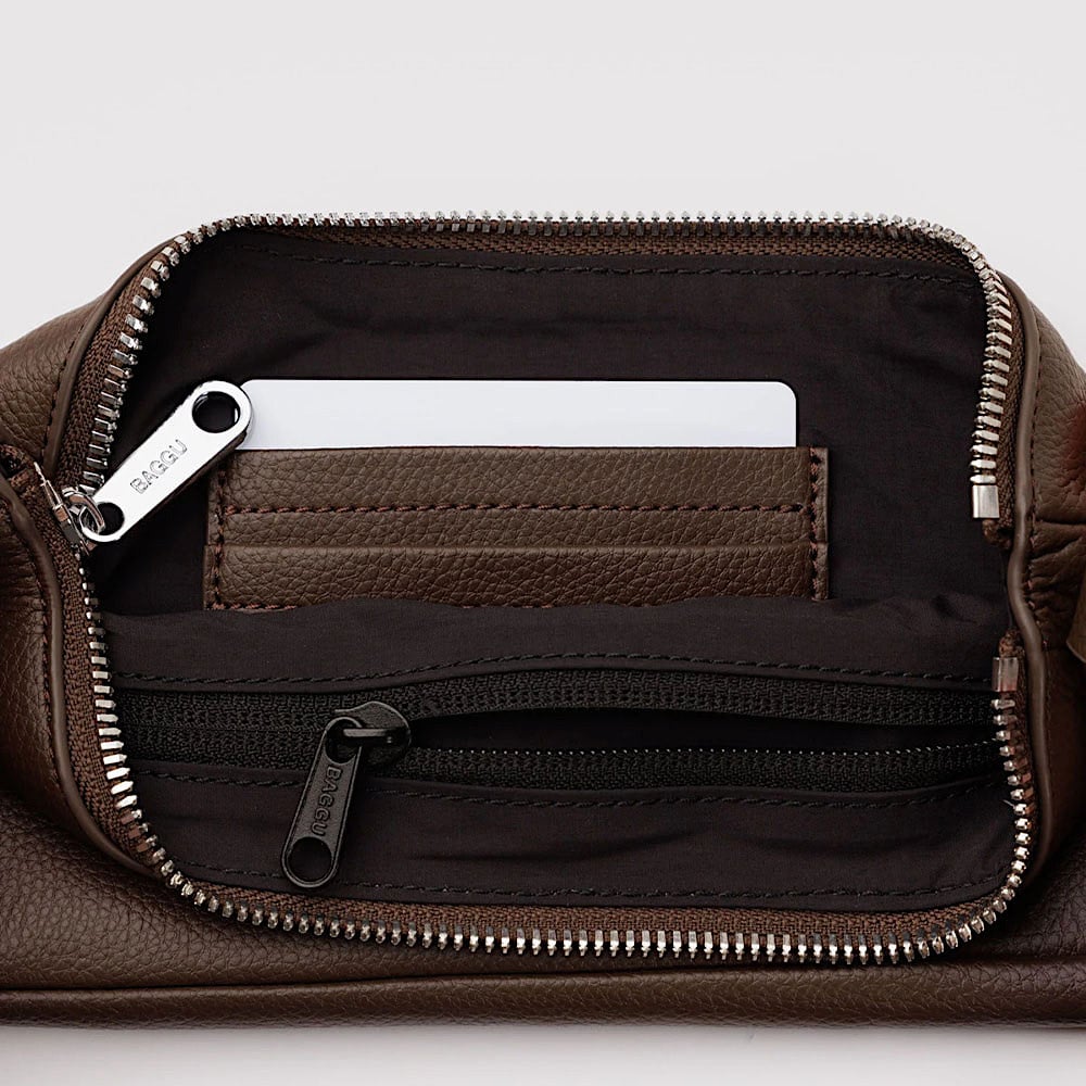 Baggu Recycled Leather Pochette - Brown