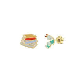 JaxKelly JaxKelly Enamel Flat Back Kids Stud Earrings - Bookworm