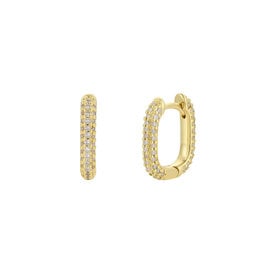 JaxKelly JaxKelly Pave Hoop Earrings - White CZ Gold