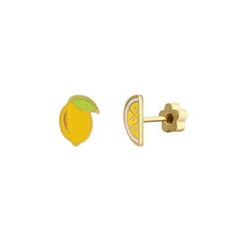 JaxKelly JaxKelly Enamel Flat Back Kids Stud Earrings - Lemon