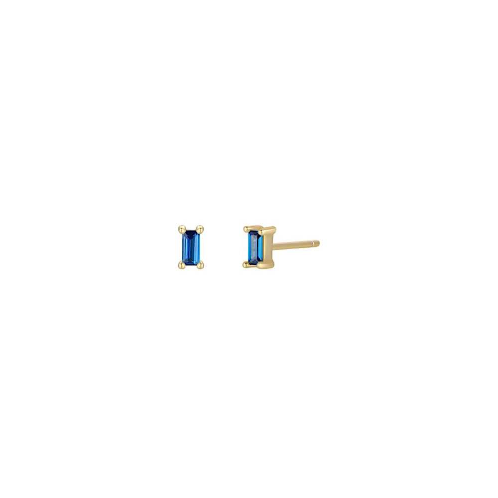 JaxKelly JaxKelly Baguette Stud Earrings - Sapphire Gold