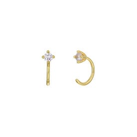 JaxKelly JaxKelly Huggies Earrings - White CZ Gold