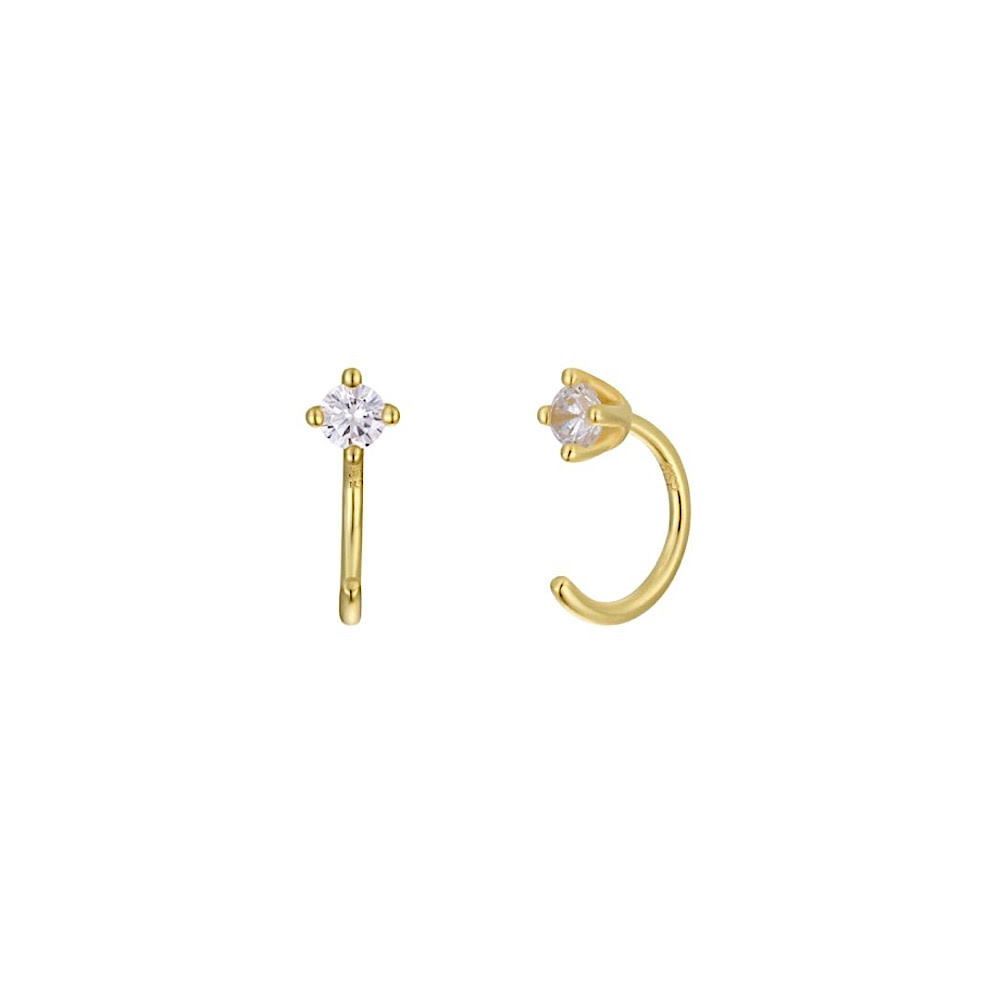 JaxKelly Huggies Earrings - White CZ Gold