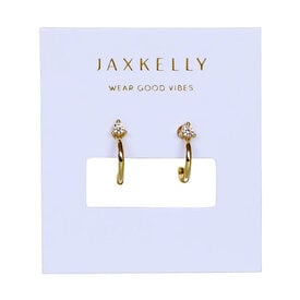 JaxKelly JaxKelly Open Mini Hoop Earrings - Champagne CZ Gold