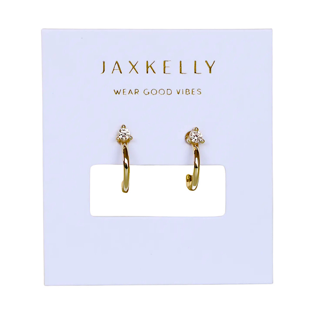 JaxKelly Open Mini Hoop Earrings - Champagne CZ Gold