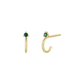 JaxKelly JaxKelly Open Mini Hoop Earrings - Green Emerald Gold