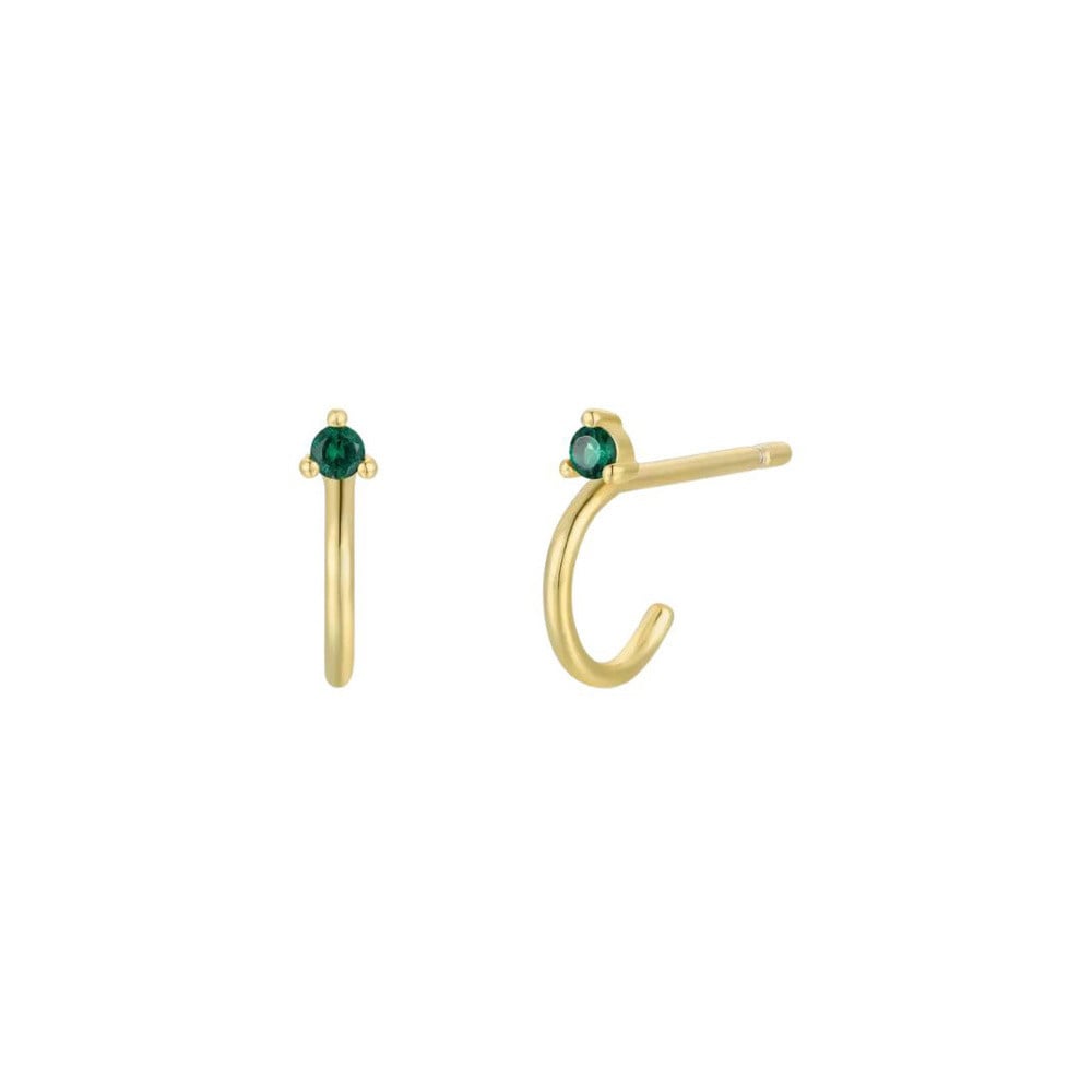 JaxKelly JaxKelly Open Mini Hoop Earrings - Green Emerald Gold