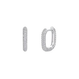 JaxKelly JaxKelly Pave Hoop Earrings - White CZ Silver