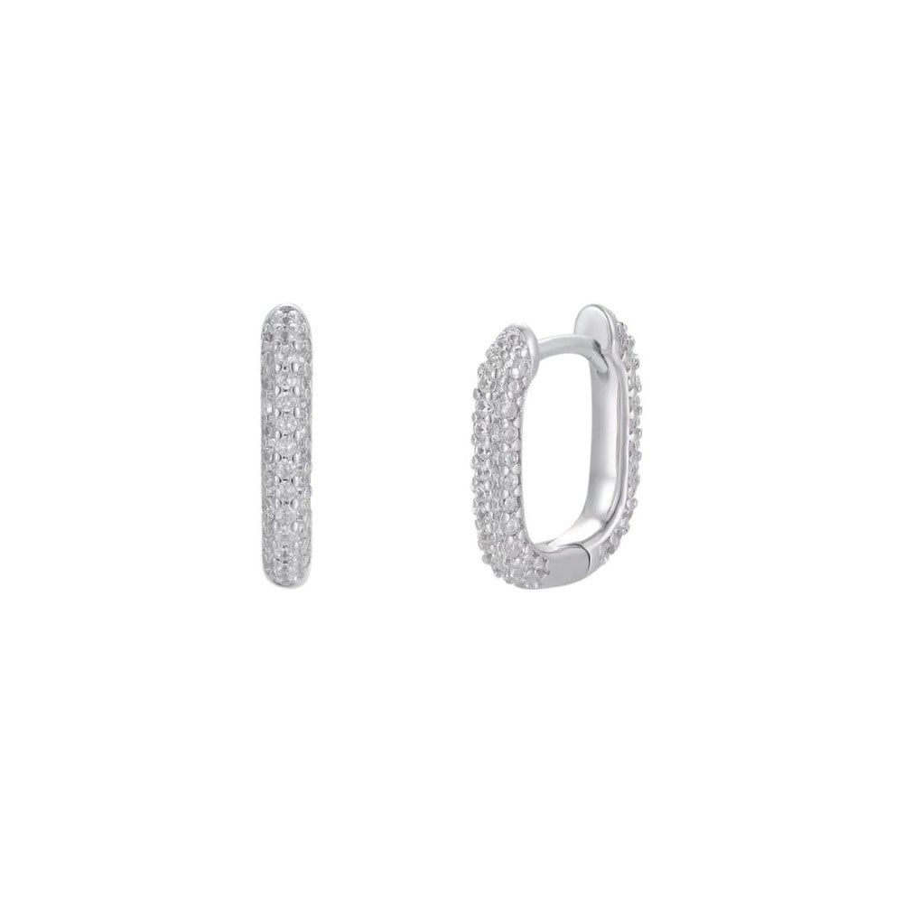 JaxKelly JaxKelly Pave Hoop Earrings - White CZ Silver