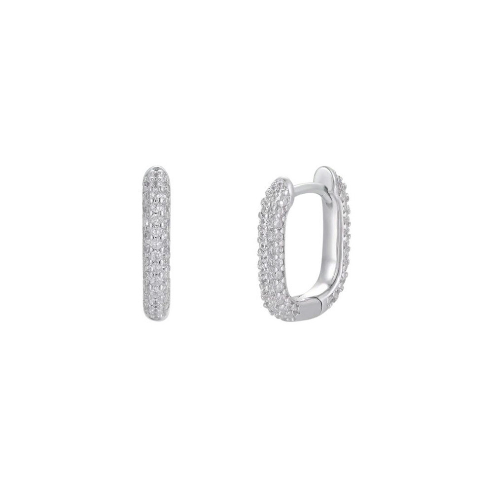 JaxKelly Pave Hoop Earrings - White CZ Silver