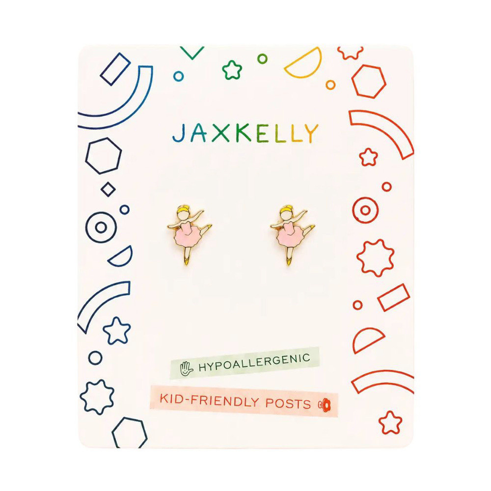 JaxKelly Enamel Flat Back Kids Stud Earrings - Ballerina