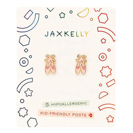 JaxKelly JaxKelly Enamel Flat Back Kids Stud Earrings - Ballet Slippers