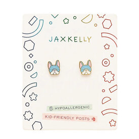 JaxKelly JaxKelly Enamel Flat Back Kids Stud Earrings - Frenchie