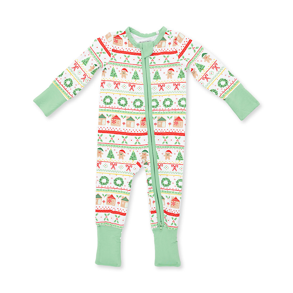 Angel Dear Convertible Romper - Gingerbread Fair Isle White/Green