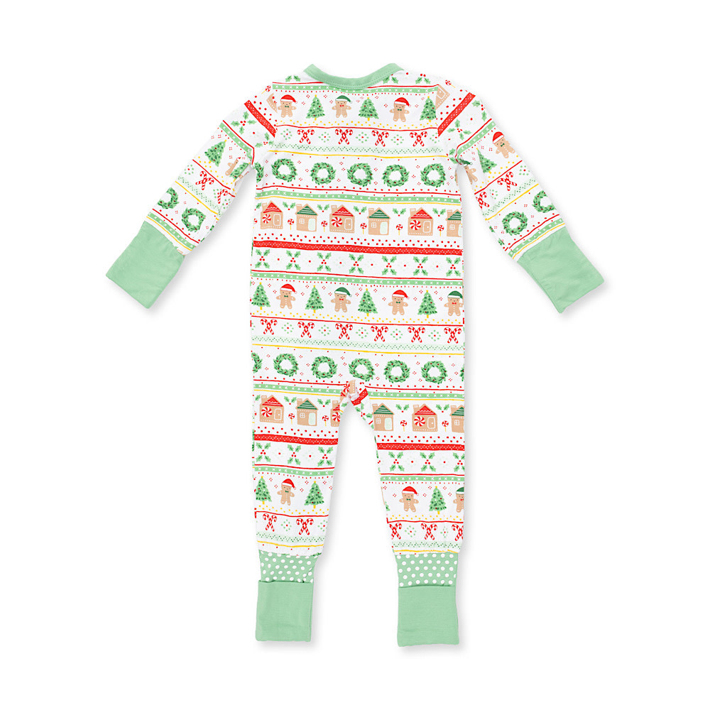 Angel Dear Convertible Romper - Gingerbread Fair Isle White/Green