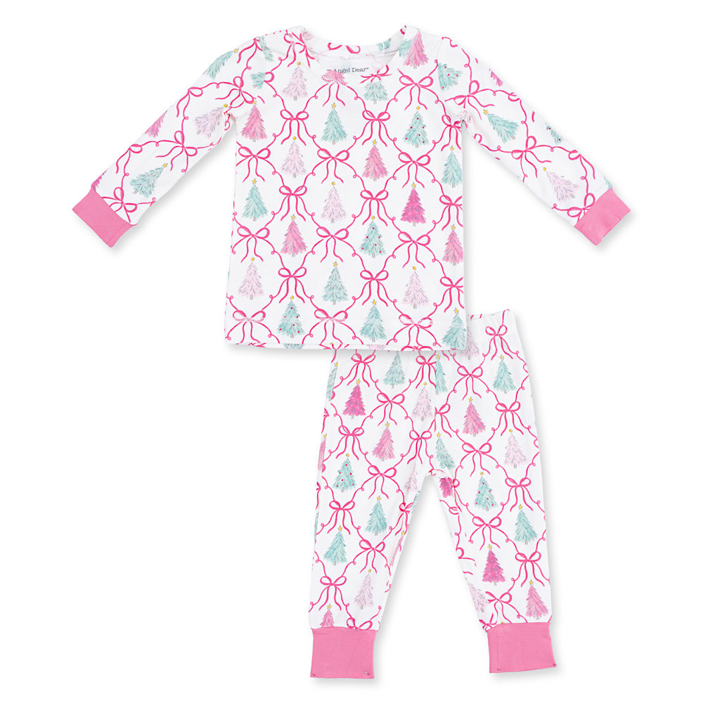 Angel Dear Angel Dear Long Sleeve Loungewear Set - Bow Trellis Tree