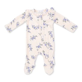 Angel Dear Angel Dear 2 Way Ruffle Sleeve Zipper Footie - Sweet Hanna Floral Velour