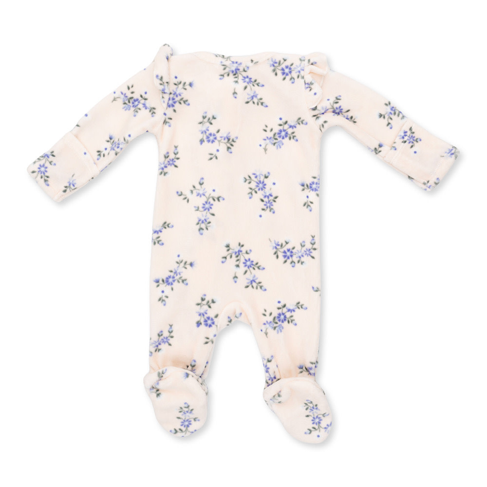 Angel Dear 2 Way Ruffle Sleeve Zipper Footie - Sweet Hanna Floral Velour