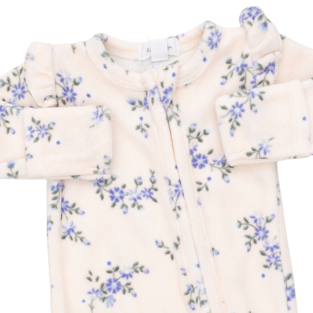 Angel Dear 2 Way Ruffle Sleeve Zipper Footie - Sweet Hanna Floral Velour