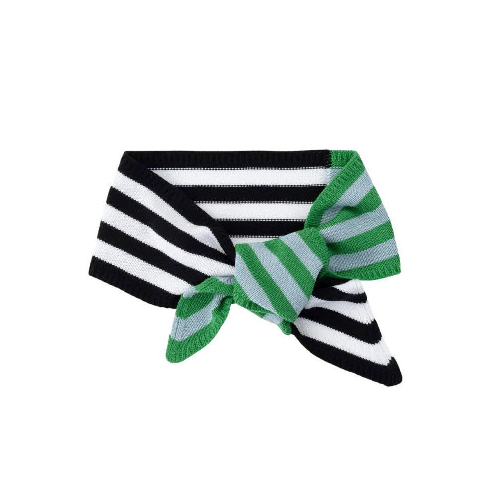 VERLOOP Colorblock Stripe Mini Ribbon Scarf - Kelly Stone Blue