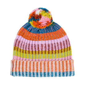 VERLOOP VERLOOP Mosaic Stripe Pom Beanie - Rust Lilac