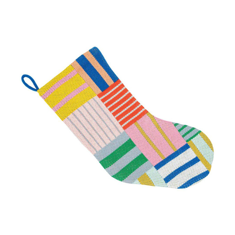 VERLOOP Patchwork Stripe Holiday Stocking - Rainbow