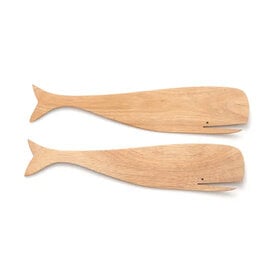  Wood Whale Salad Serving Utensils