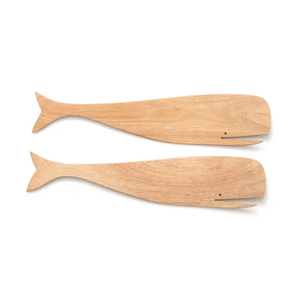  Wood Whale Salad Serving Utensils