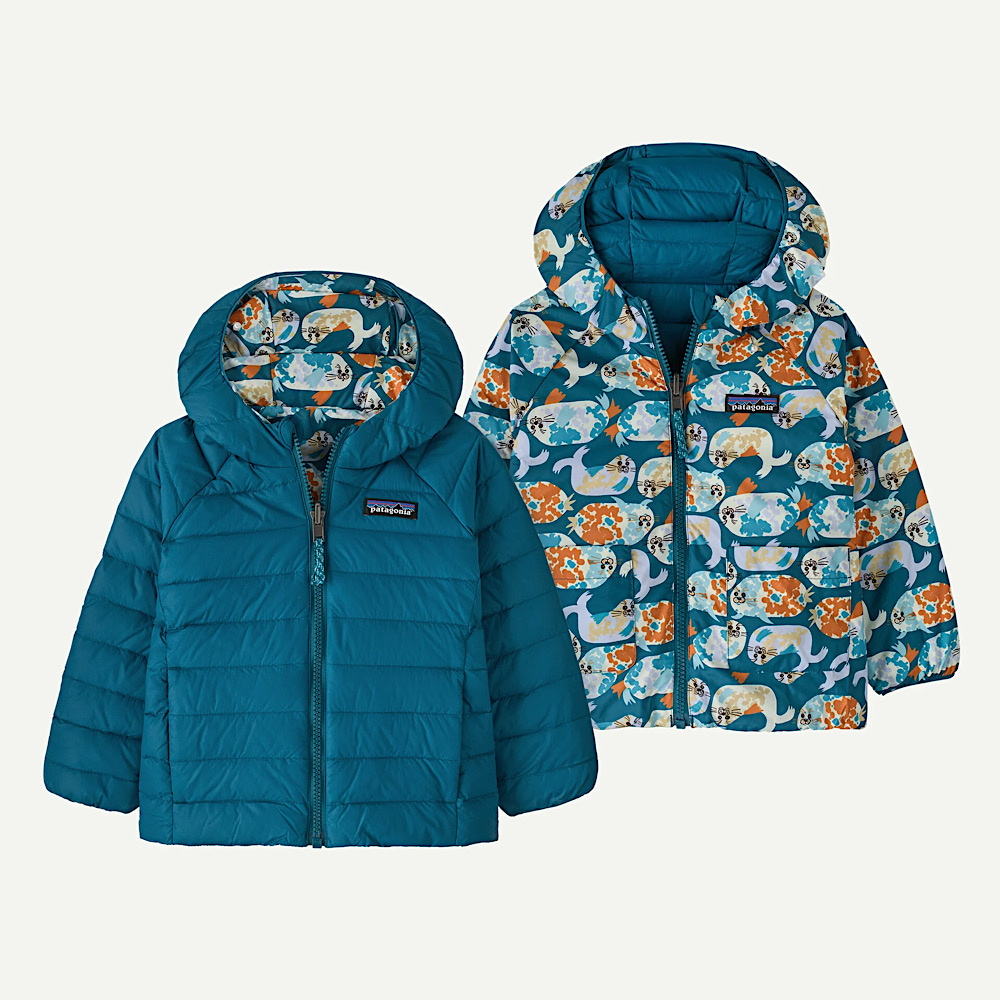 Patagonia Baby Reversible Down Sweater Hoody - Blubby: Glacial Blue