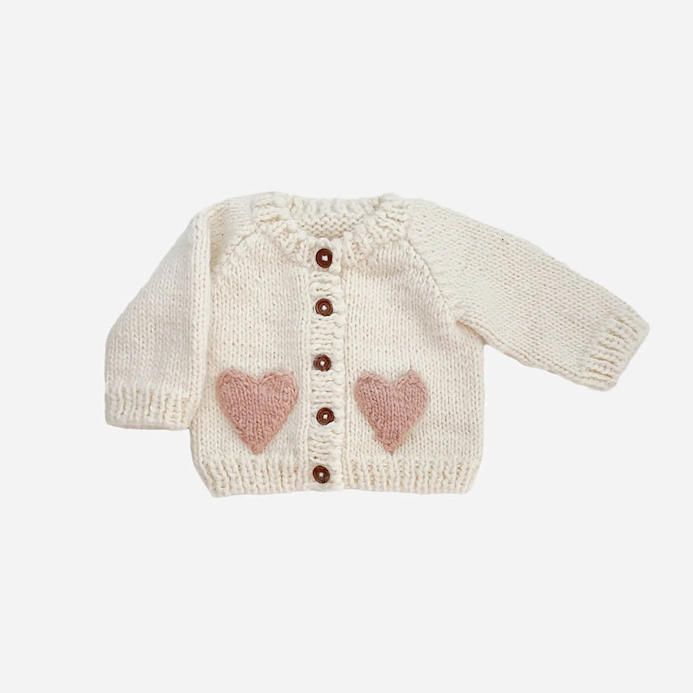 The Blueberry Hill Baby Heart Cardigan - Blush