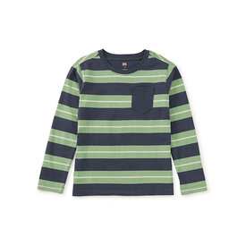 Tea Collection Tea Collection Long Sleeve Striped Pocket Tee - Indigo