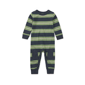 Tea Collection Tea Collection Stripe Knee Patch Baby Romper - Indigo
