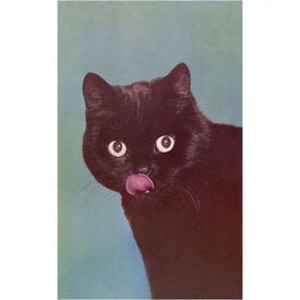  Postcard NP-413 - Black Cat Licking Chops