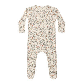 Quincy Mae Quincy Mae Bamboo Zip Footie - Holiday Floral