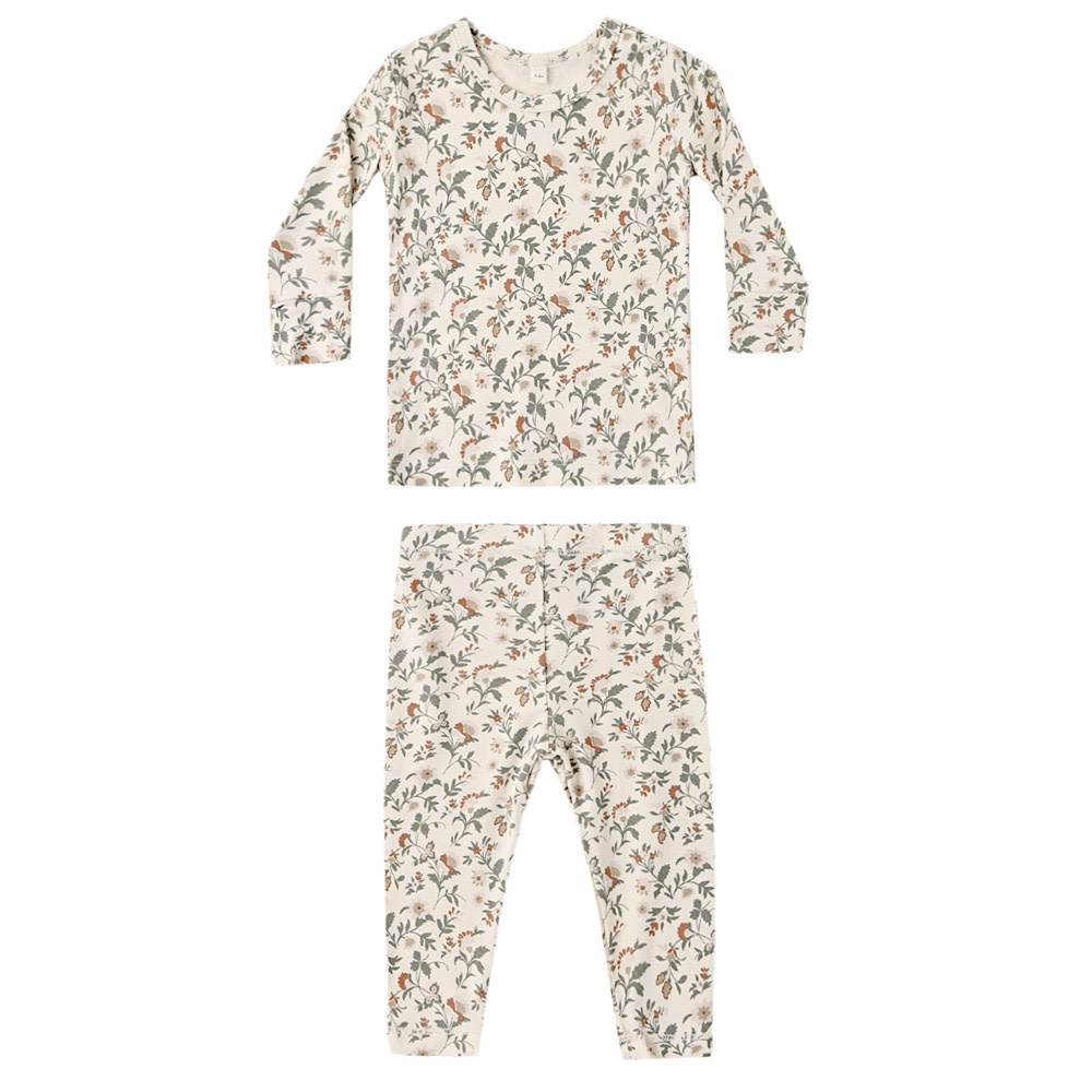 Quincy Mae Bamboo Pajama Set - Holiday Floral