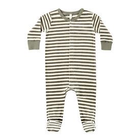 Quincy Mae Quincy Mae Hidden Snap Footie - Spruce Stripe