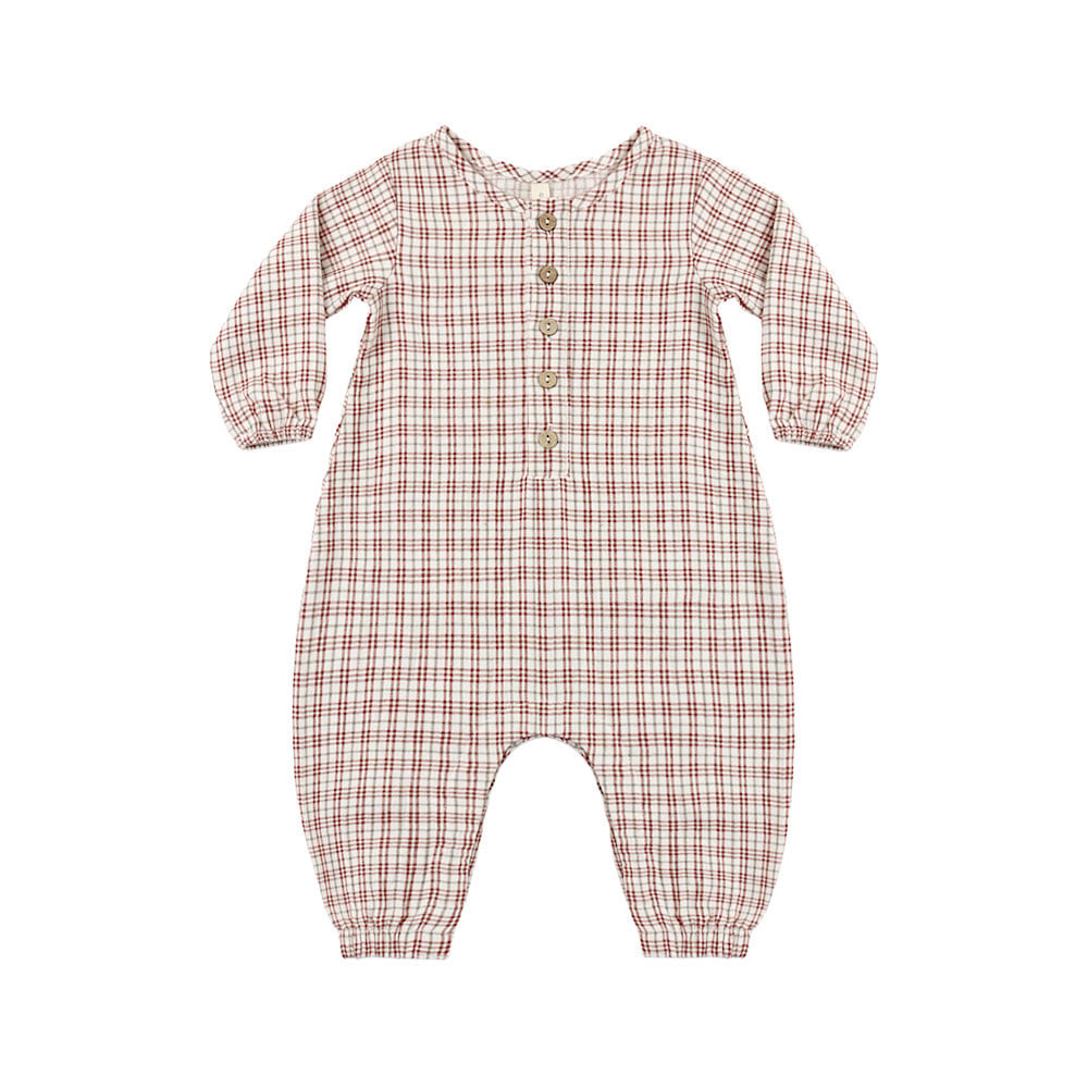 Quincy Mae Woven Jumpsuit - Christmas Plaid