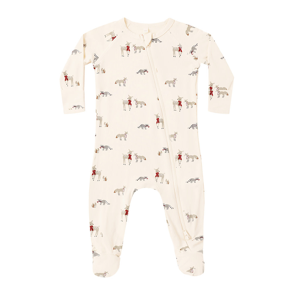 Quincy Mae Quincy Mae Bamboo Zip Footie - Forest Friends