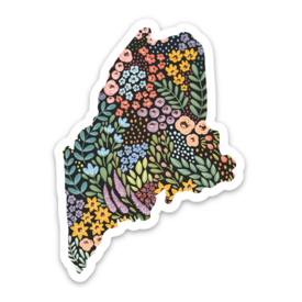 Elyse Breanne Design Elyse Breanne Design Sticker - Maine State Black Floral