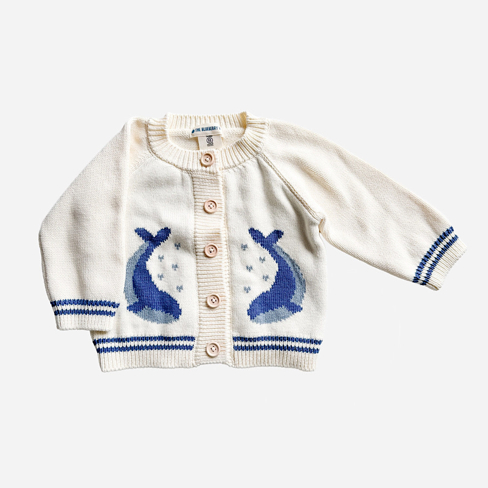 The Blueberry Hill Baby Whale Cardigan - Blue