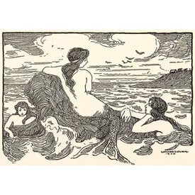  Postcard TS-262 - Woodcut of Mermaids